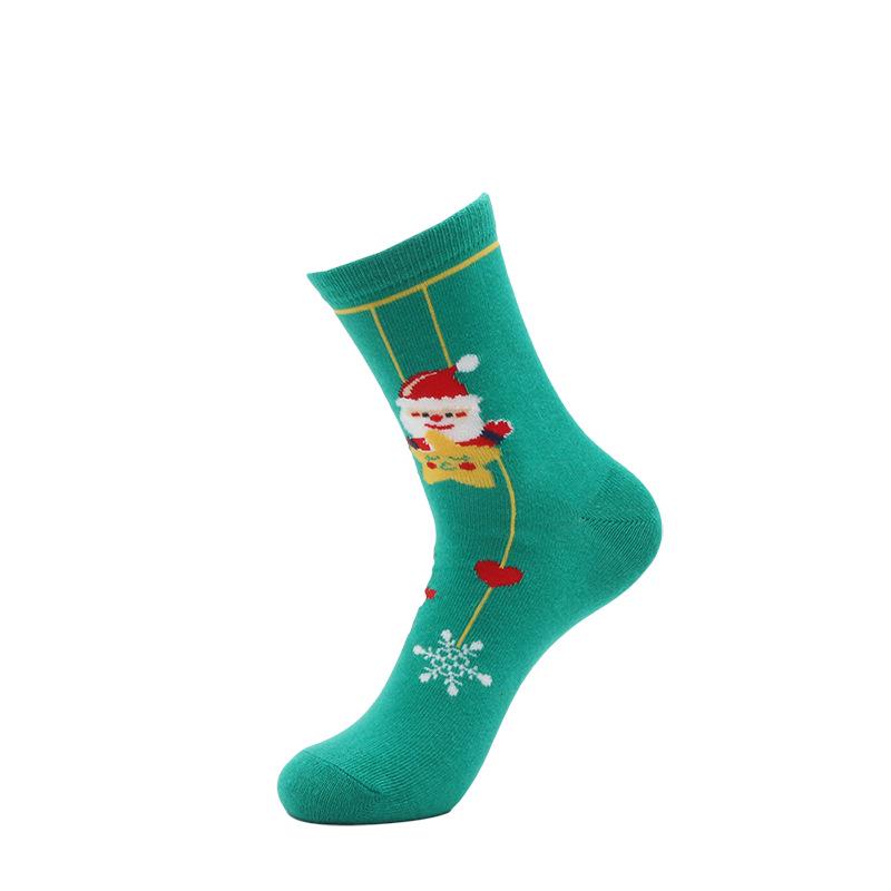 Trendige Weihnachts-Cartoon-Paarsocken: Weihnachtsmann, Rentier & Schneemann Mid-Calf für Männer und Frauen
