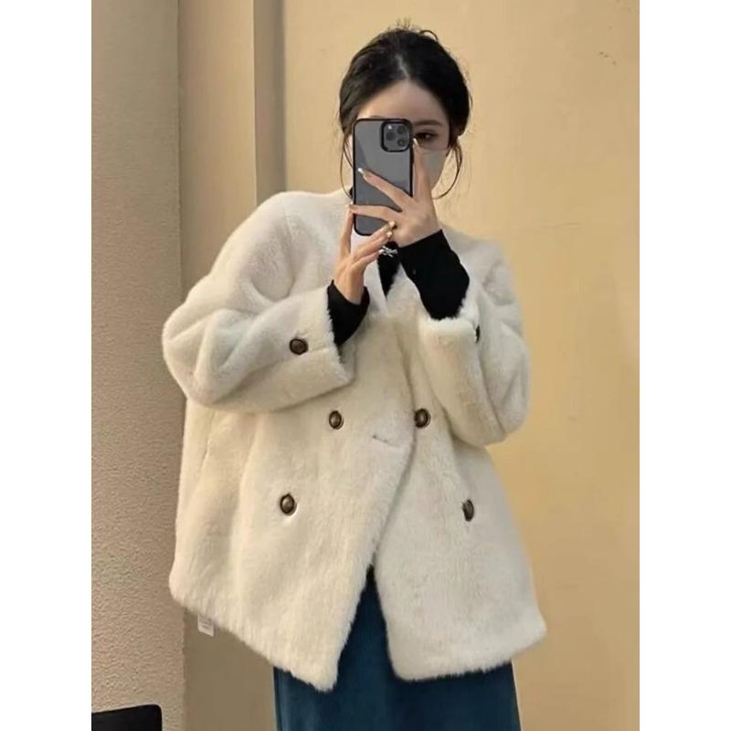 Winter Light Top Mink Short Coat Collar Mink Plush Fur Plush Coat Women