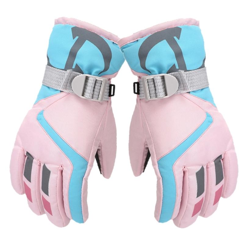 Anti Slip Snow Gloves Adjustable Wrist Strap Gloves Warm Mittens Outdoor Skiing Gloves Skating Essential for 3-16T Kids