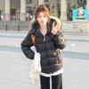 Huge good-looking down jacket women's white duck down small short removable large fur collar thin bread jacket
