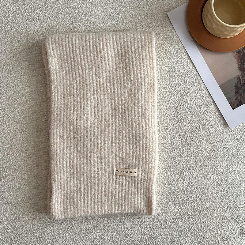 Luxury Women's Scarf Autumn/Winter New Solid Color Korean Knitted Wool Blended Warm Shawl Fashion Versatile Scarf