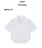 TBJL Women's White Pinstripe Campus Style Short Sleeve Blouse