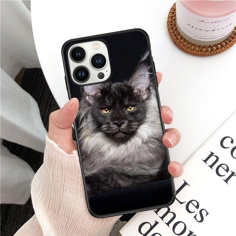 

Мягкий чехол для телефона с домашним животным мейн-куном и котом для iphone 14pro 11pro 12 13pro max 5S 6s xs 7 8plus SE xr 12mini Coque, чехлы Iphone 14PRO