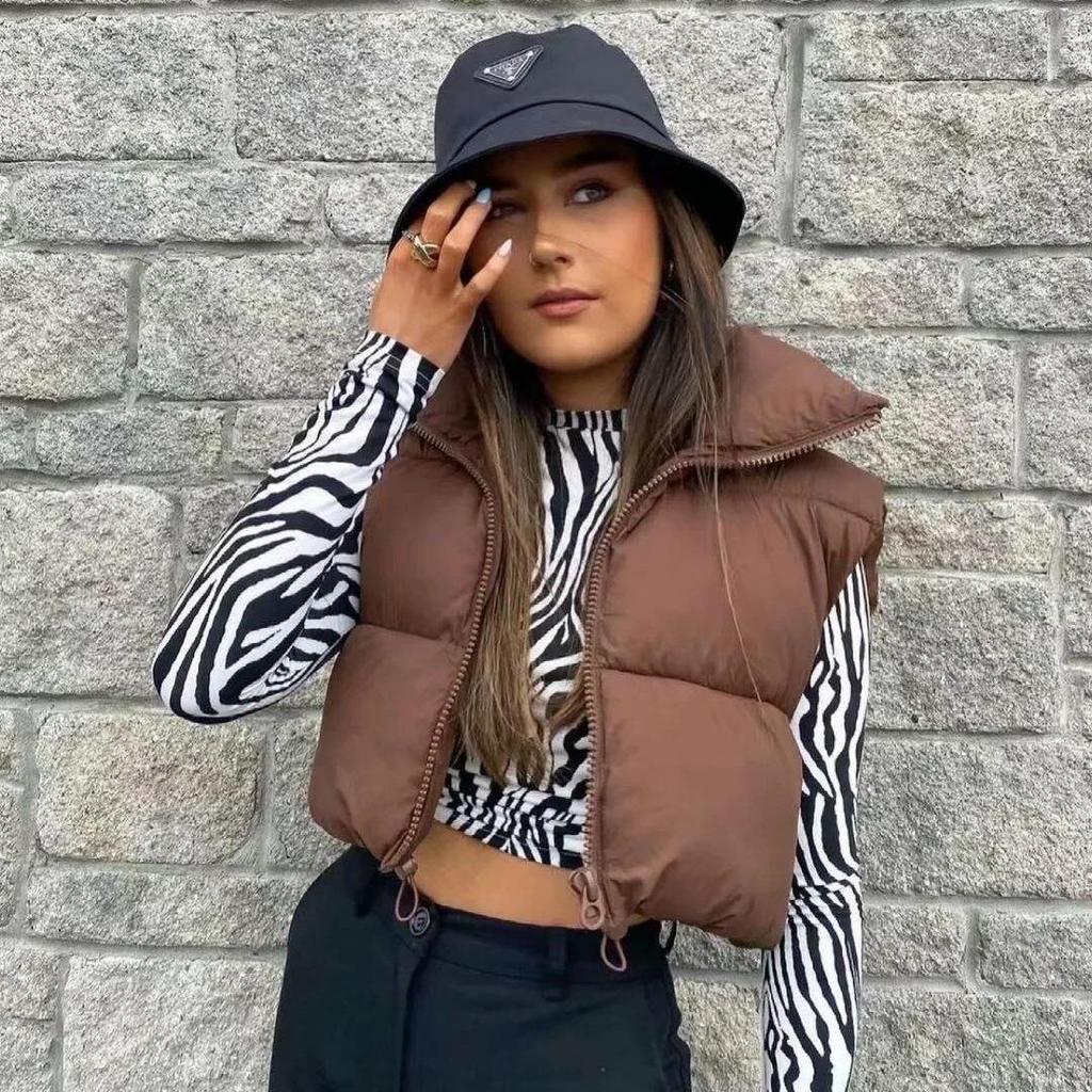 Women's Stand-Up Collar Zipper Vest: Warm Sleeveless Cotton Jacket for Autumn/Winter - Multi-Color Available