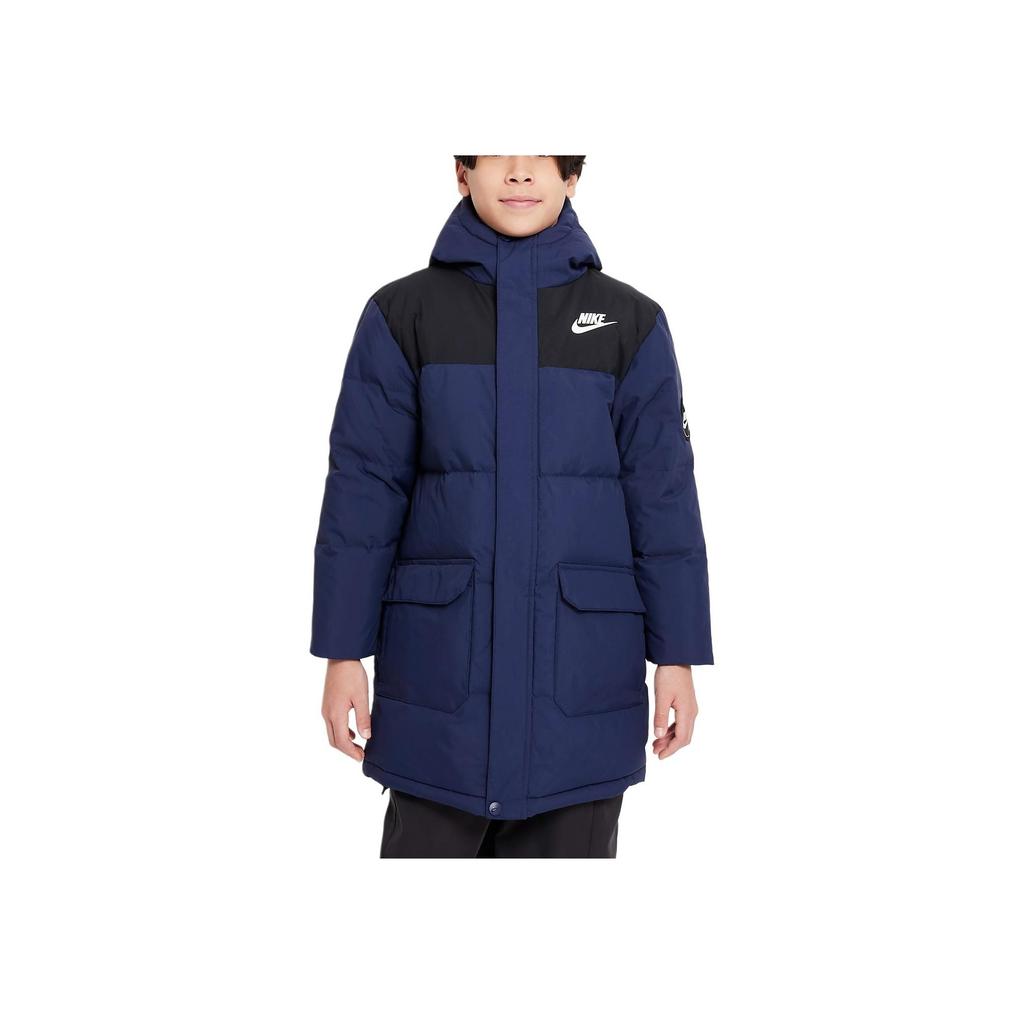 Nike Hooded Stylish Spliced Long Sleeve Comfortable Down Jacket Kids jackets Deep-Navy HQ7155-410