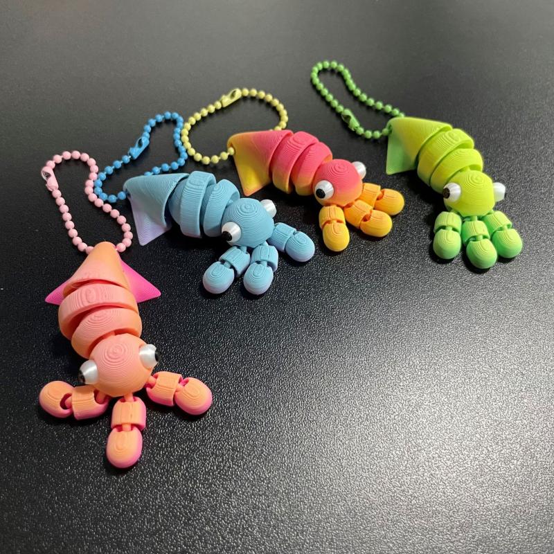 3D-gedruckter, mehrfach beweglicher, niedlicher Krake, kleiner Anhänger, Schlüsselanhänger, Autoschlüsselanhänger, Schulranzenanhänger