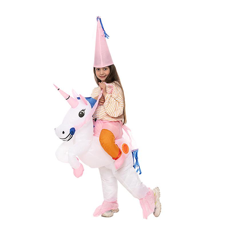 

Halloween Cartoon Inflatable Costume Mount Unicorn Horn Cosplay Anime Funny Party Costume One size fits all