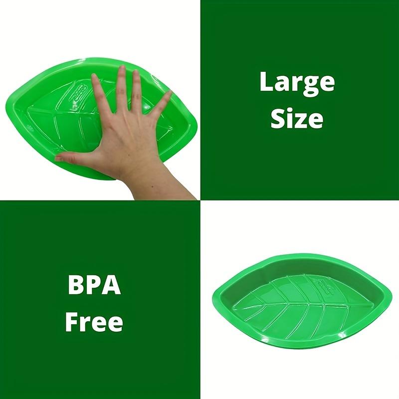 12 Palm Leaf Hawaiian Party Trays Plastic - Candy Bar Food Rack, Hawaiian Jungle Tropical Party Buffet Dinner Plate Table Center Decoration