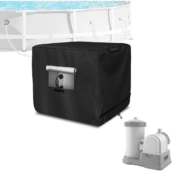 Bitubi Sand Filter Pump Cover,Waterproof Anti-UV Above Ground Pool Pump Cover,Suitable for Most Popular Brands Sand Filter on Market (Black)