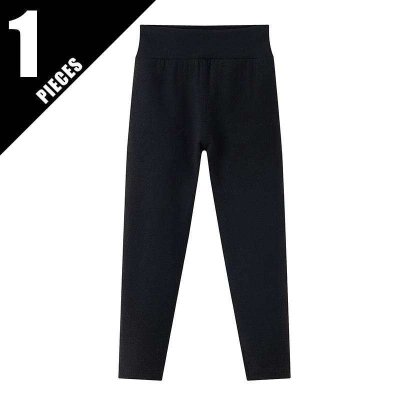 Autumn and Winter Children Solid Color Medium High Waist Thick Leggings Boys and Girls Fleece Warm Casual Pant