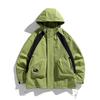 Men's Color-Block Windproof Outdoor Jacket with Removable Hood, for Hiking and