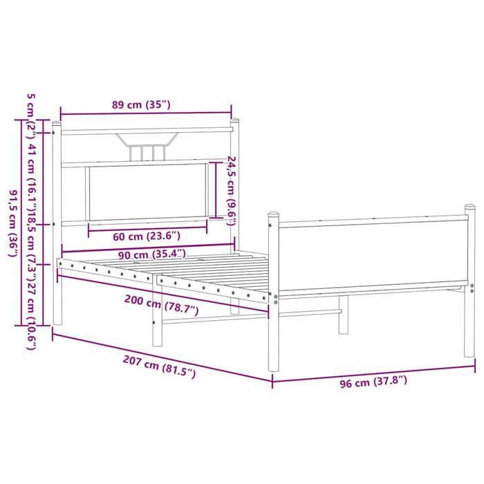 VidaXL Bed Frames Without Mattress Brown Oak 90x200cm Engineered Wood 4107027