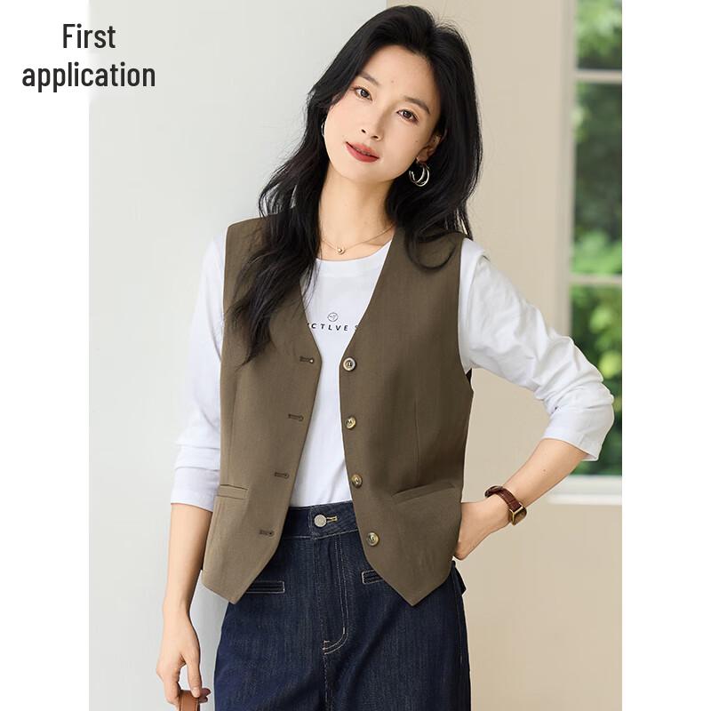 Gilet de tailleur classique à col en V pour femme Chushen