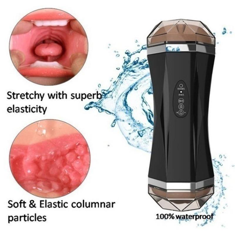 Usb Rechargeable Double Head 2 In 1 Airplane Cup Male Electric Masturbation Device Real Vagina Adult Product Sex Exercise 18+