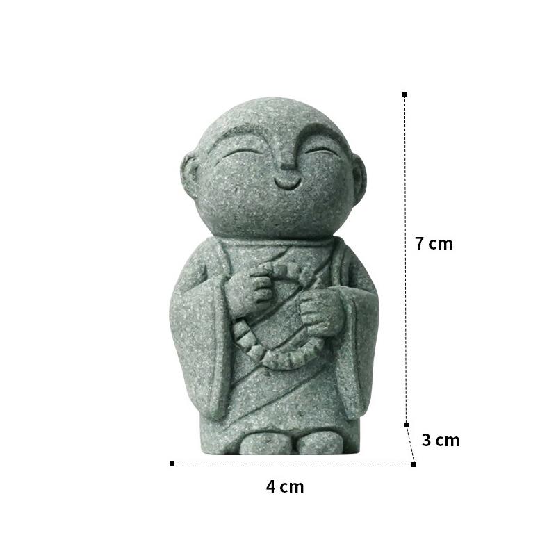 Miniature Monks Figurine Durable Handmade Cute Little Statue for Shrine Bedroom Living Room Car Dashboard Decor