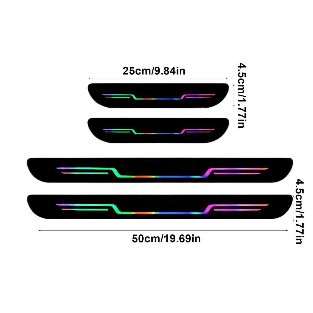4pcs Universal Carbon Fiber Car Door Sill Protection Strip Stickers Anti-scratch Door Decorative Strips Bumper Film Sticker