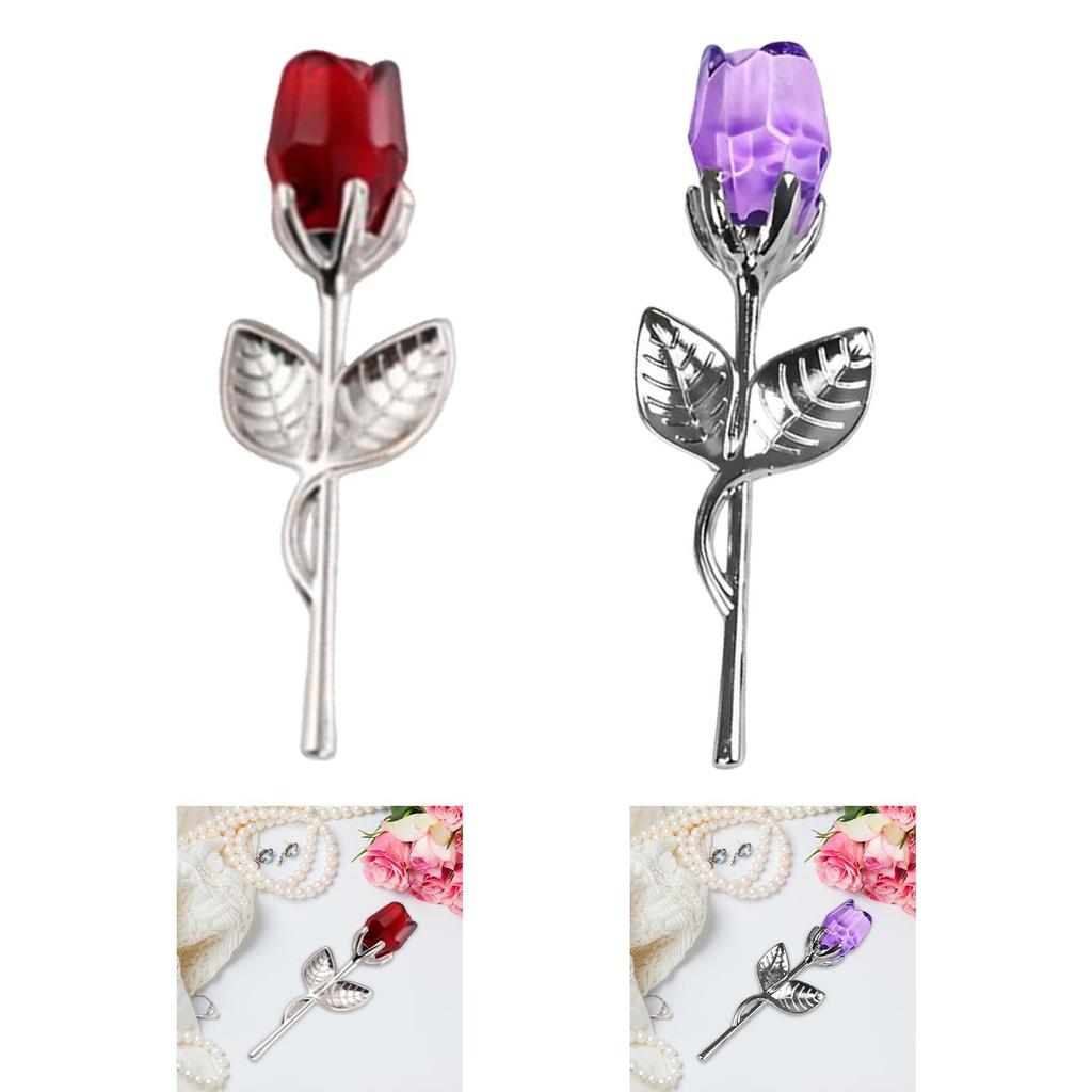 Ornamenti a Forma di Fiore di Rosa di Cristallo Statuette in Vetro da Tavolo da Collezione per Arredamento Casa