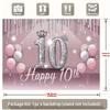 Birthday Party Backdrop Pink Polyester Banner 229.87 x 179.83 cm Photo Booth Decoration