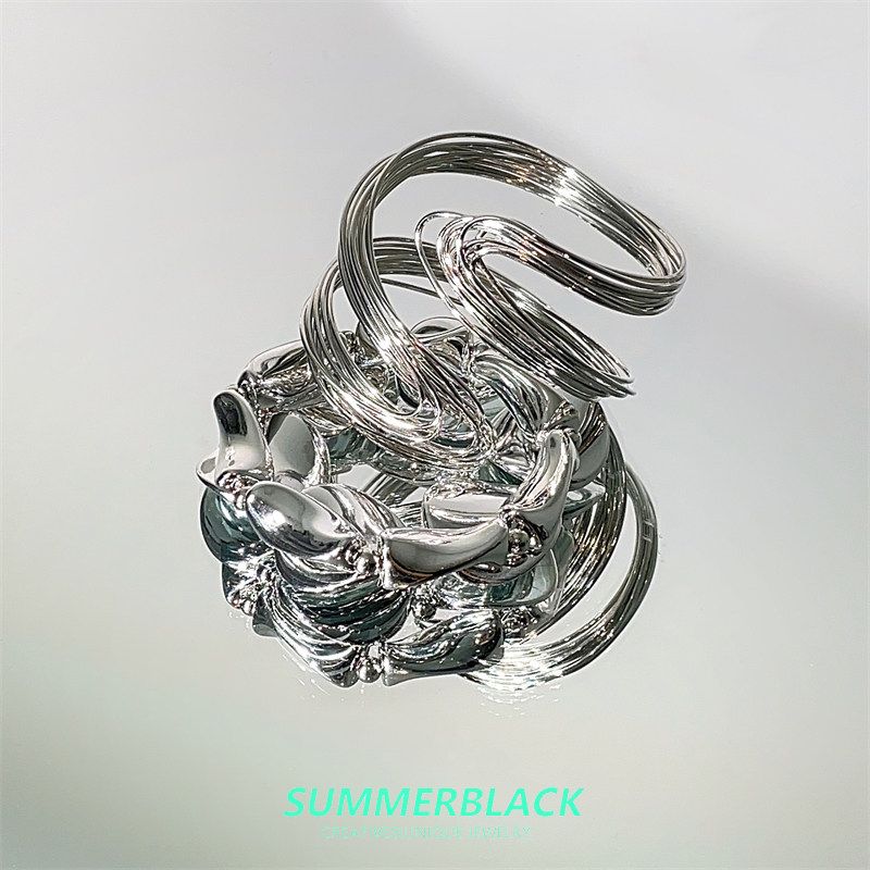 Fashion Ins Style Asymmetrical Metal Bracelet Female Niche Personality Exaggerated Design Fashion All-Matching Hand Accessory Bracelet Exaggerated Irregular Bracelet
