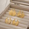 New Trendy Stripe Design Round Geometric Hoop Earrings for Women Gold Plated Fan-shaped Earring Statement Zircon Gift
