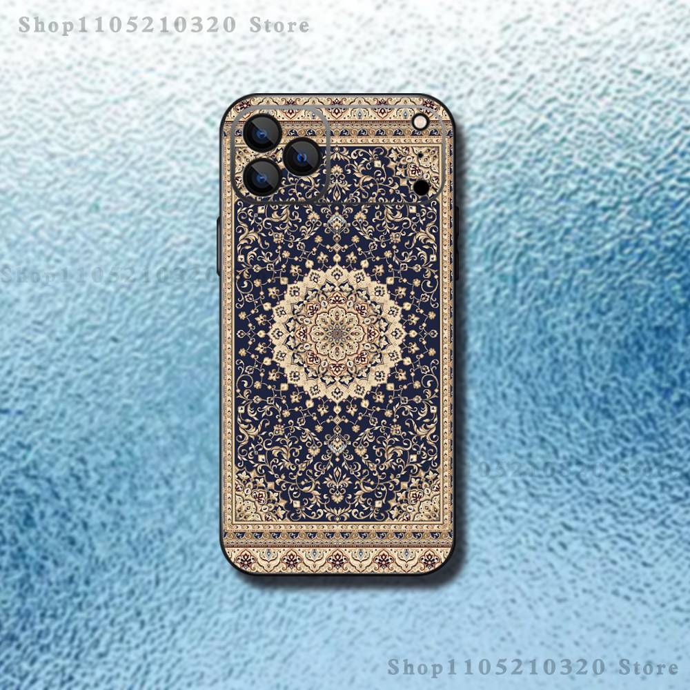 Arab Persian Carpet Floral Phone Case For iPhone 17,16,15,14,13,12,11,Pro Max,XSX,,XR,SE,Mini,8,7,Soft Silicone Black Cover