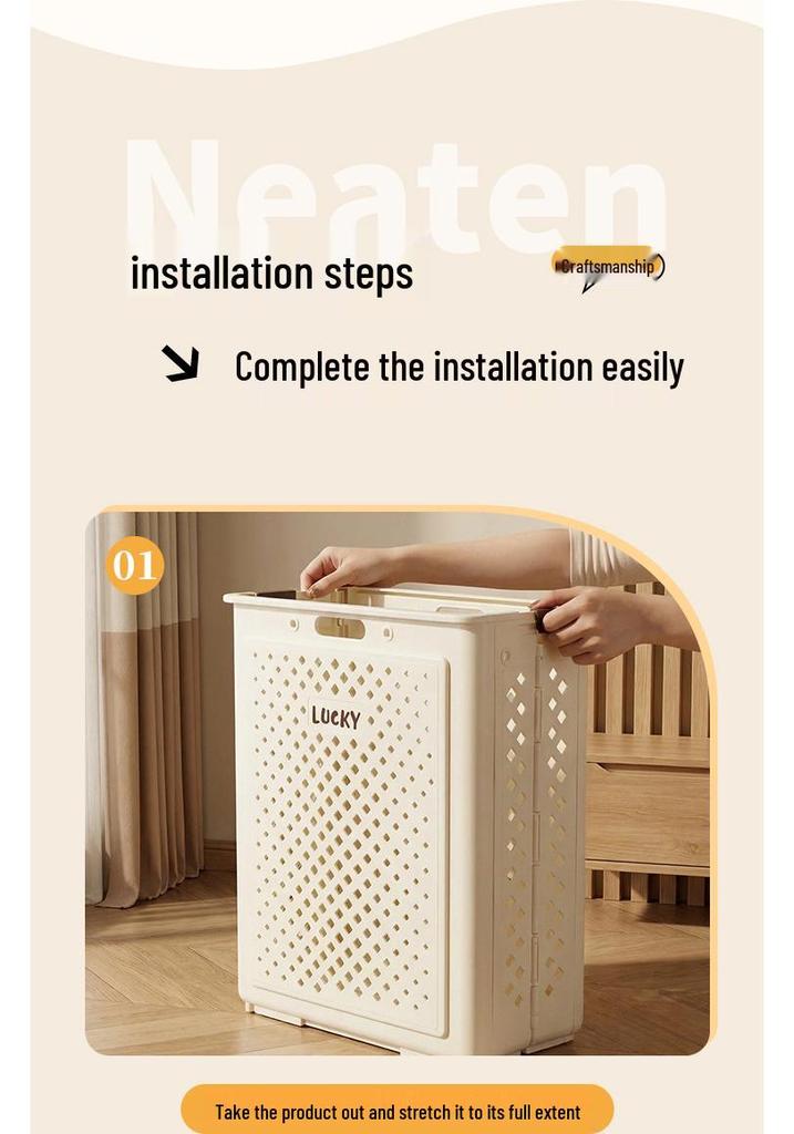 Foldable Laundry Hamper with Wheels, Large Capacity Dirty Clothes Basket for Bathroom Storage