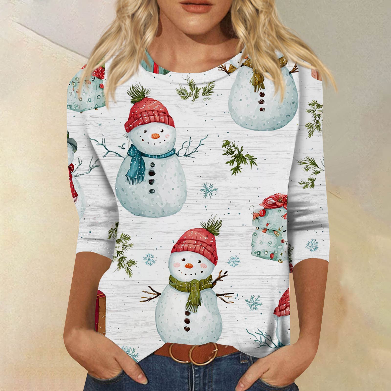 

Женская модная повседневная футболка с рукавом три четверти, принтом на Хэллоуин и круглым вырезом XL белый