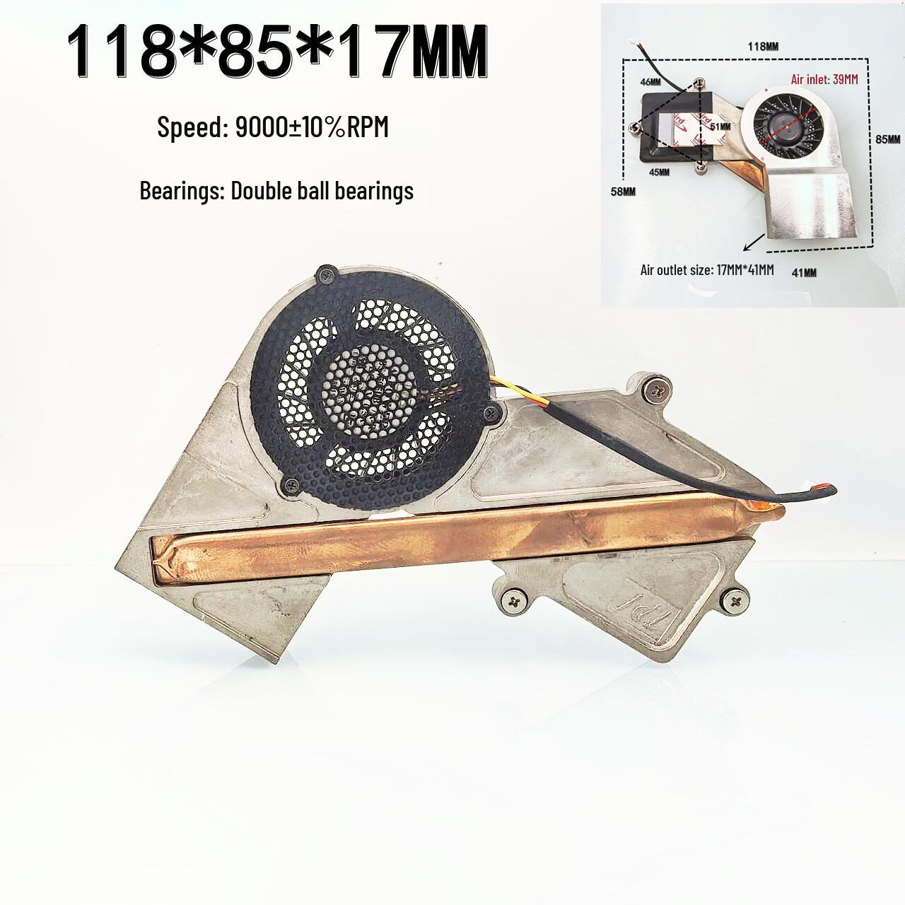 

Brand New 118x85x17mm Double Ball Bearing Laptop Graphics Card Cooling Fan, 5V 0.22A Speed Measurement.
