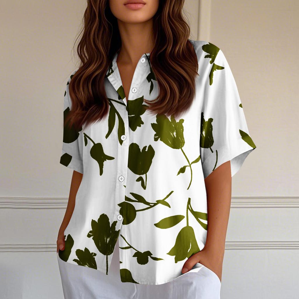 Chemises Boutonnées pour Femmes Chemises Boutonnées en Lin Chemises à Manches Courtes pour Femmes Hauts à Manches Courtes pour Femmes
