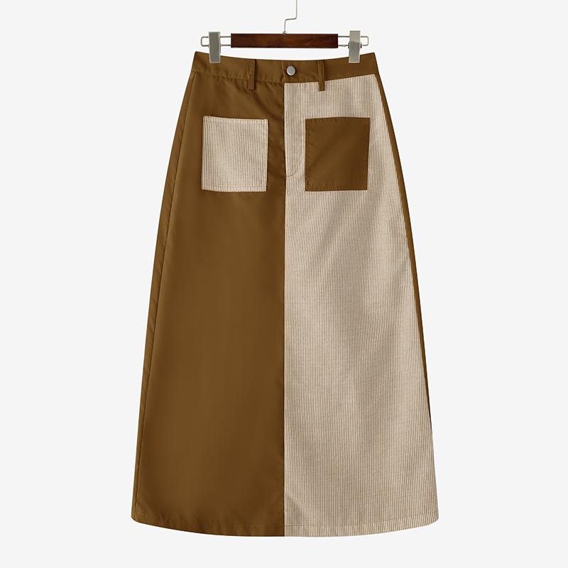 ZANZEA Womens Casual Stripe Patchwork Midi Skirts