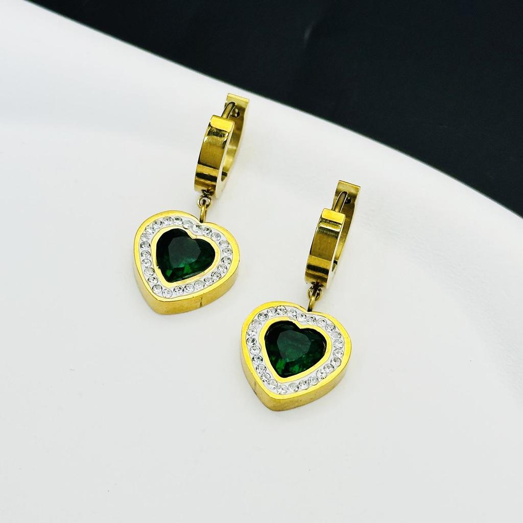 Smaragdgrön Ormbenskedja Hängsmycke Halsband - Titanstål Damset