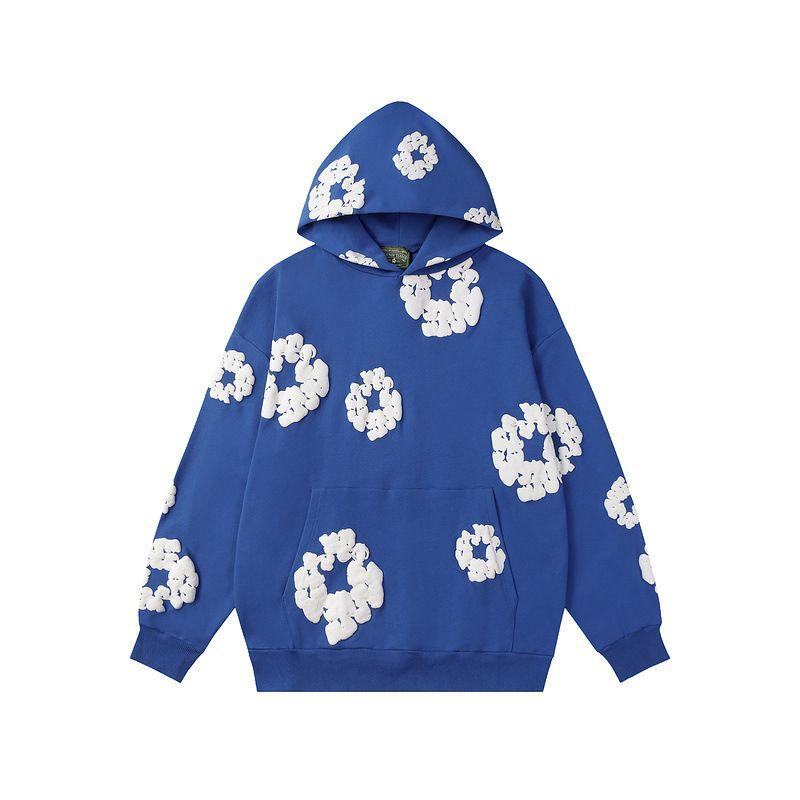 Herbst Herren Schwarzer Kapuzenpullover mit Blumenmuster, lässiger Stil