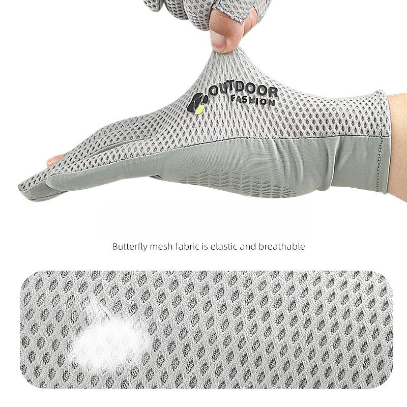 Outdoor Rutschfeste Mesh Atmungsaktive Handschuhe Dünn Zwei-Finger-Freilegung Angeln Rutschfest Schnelltrocknend Radfahren Fitness Fahren Athlet