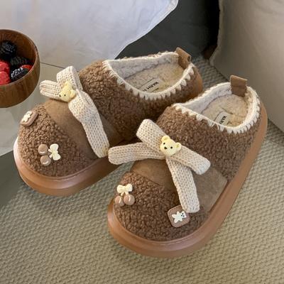 Bear Cotton Slippers Winter Outdoor Wear Indoor Home Thick-soled Plush Warm Cotton Shoes