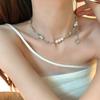 Niche Design Irregular Pearl Splicing Love Necklace Female Light Luxury Ins Cold Wind Korean Version Sweet Cool Collarbone Chain