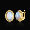 Gorgeous 925 Sterling Silver Women's Clasp Earrings Fine Jewelry for Festival Gift, Oval 10*14mm Natural Opal Awaken Inspiration