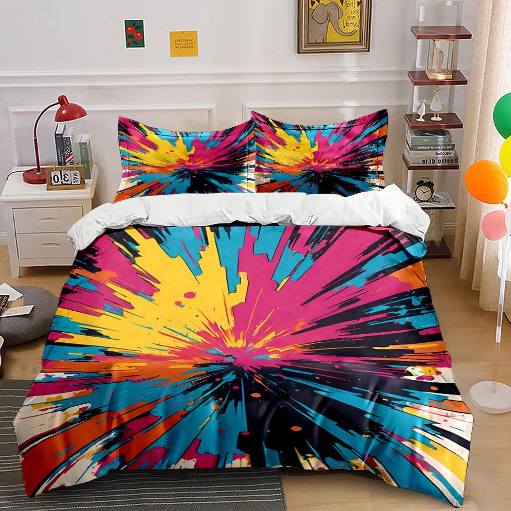 Colorful Explosion Burst Pattern. Bedding Sets Duvet Cover Sets Duvet Covers Pillowcases(1 * Duvet Cover 2 * Pillowcases Without Duvet Insert)