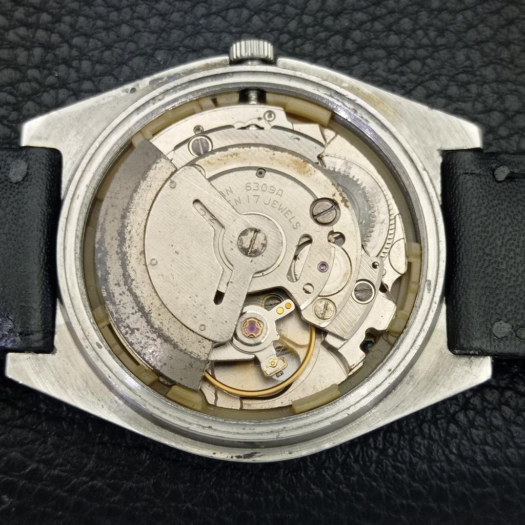 AUTOMATIC VINTAGE SEIKO 5 JAPAN 6309A MENS YELLOW COLOR DIAL WATCH A702738-1 R210-a702738