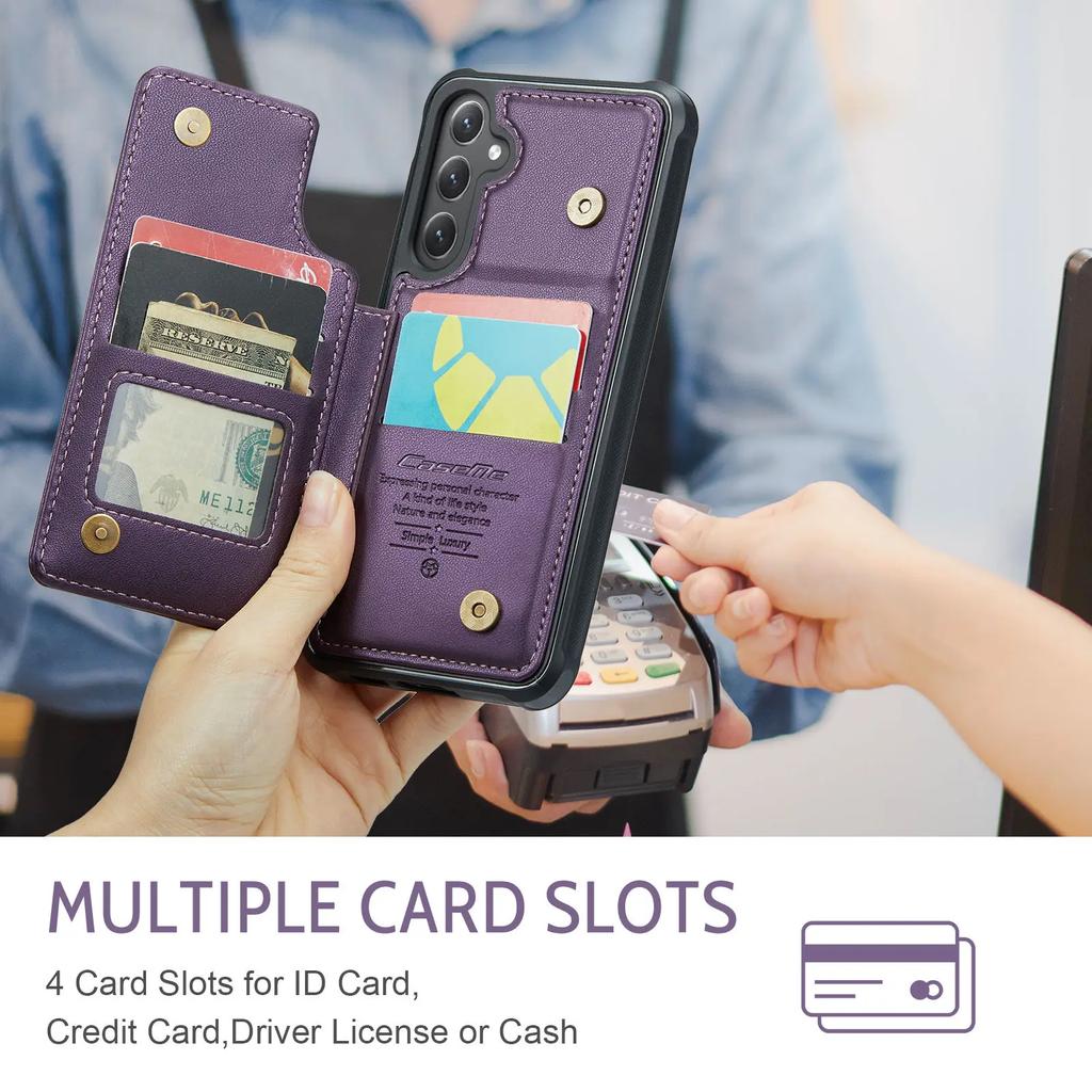 For Samsung Galaxy S23 S22 S21 S20 Ultra Wallet Case with Card Holder&RFID Blocking PU Leather Kickstand Magnetic Clasp Case
