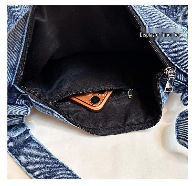 Denim One-Shoulder-Tragetasche im koreanischen Stil 2026 - Vielseitig, großes Fassungsvermögen für Arbeit/Uni