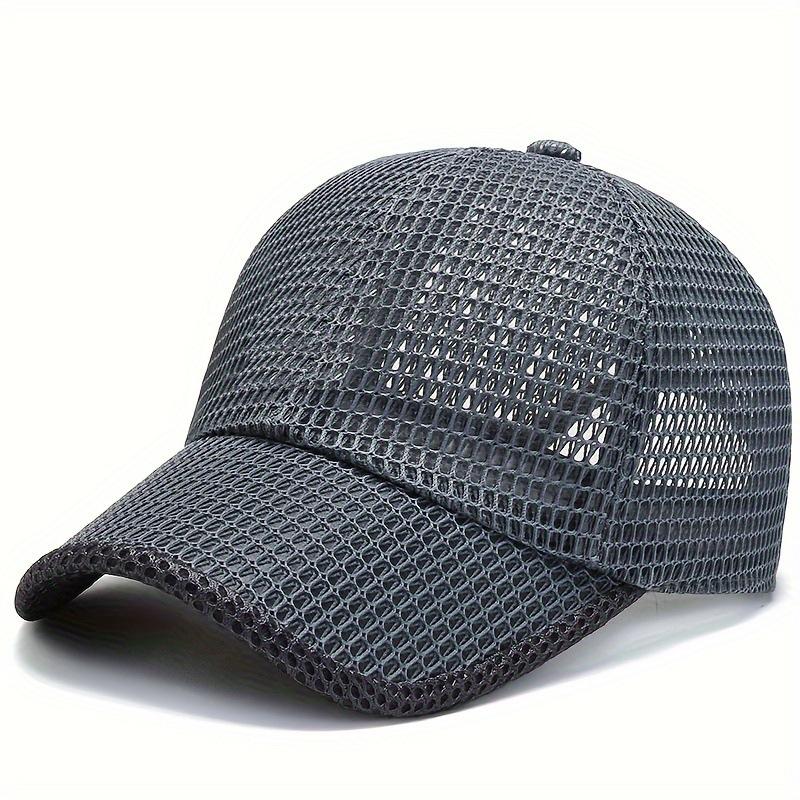Casquette de baseball respirante en maille de couleur unie pour homme Chapeau de protection solaire Casquette de sport pour femme Casquette de camping