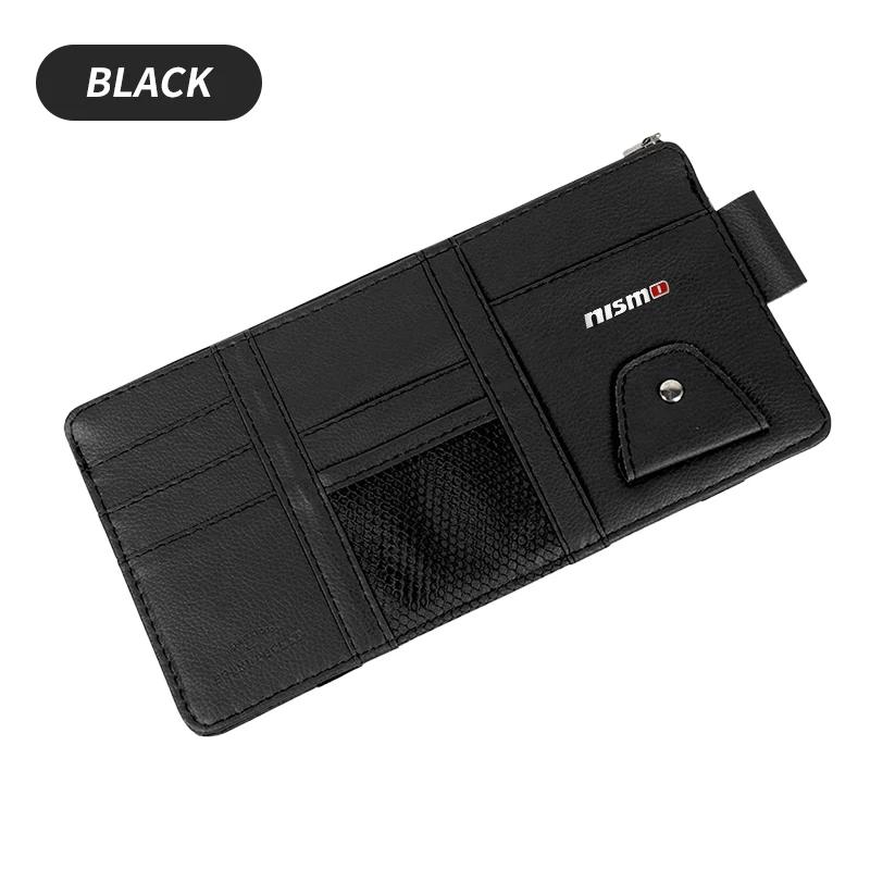 New Car Leather Sun Visor Storage Clip Light Shield Storage Bag For Nissan Nismo Tiida Teana Skyline Juke X-trail Almera Qashqai