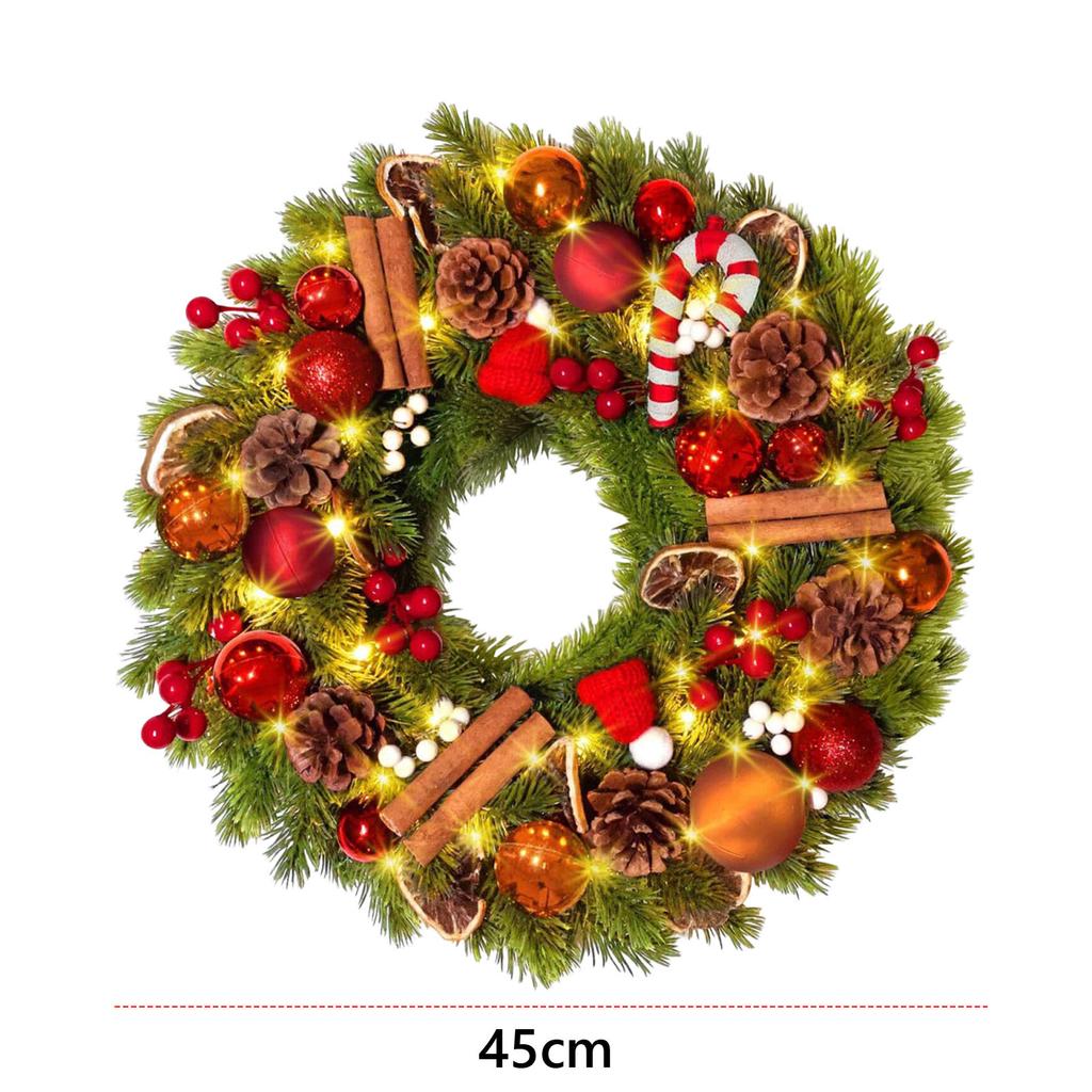 LED Christmas Wreath with PineCones Artificial Decorative Garland Timing Christmas Ornaments Garland for Scene Decoration Layout