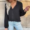 YYFS Women's Fashion Casual Summer Spring Solid Color Print Long Sleeve V-Neck Blouses & Shirts