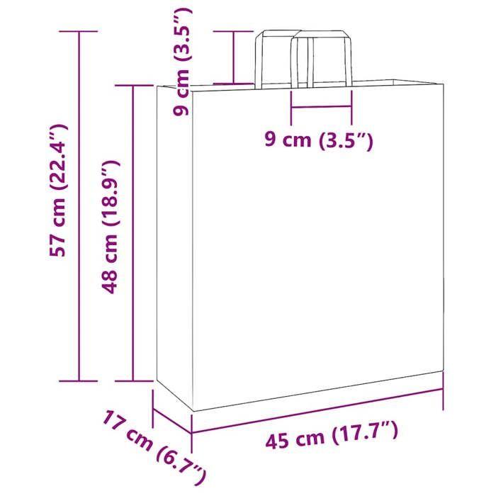 VidaXL Paper Bags 250 Pcs with Handles Brown 45x17x48 Cm, Paper Bag, Paper Gift Bag, Paper Gift Bag, 4101821