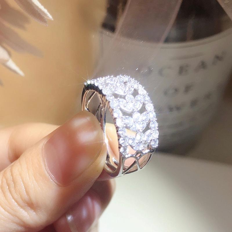 100 %Real 925 Silver Sterling Diamond Ring For Women Fine Silver 925 Jewelry Bizuteria Wedding Bands Diamond Jewelry Anel Box