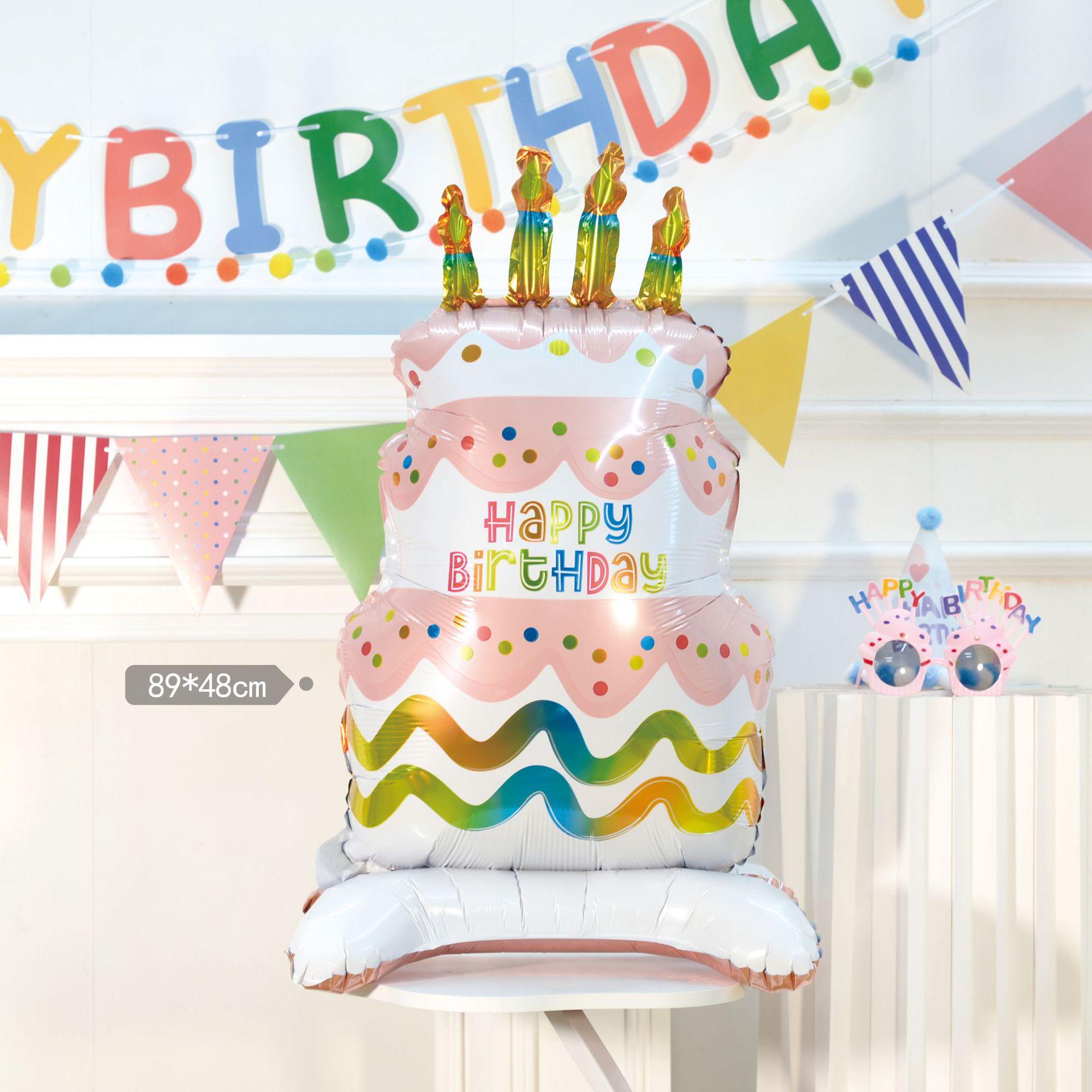 Light Blue Three-Tier Cake Stand with Aluminum Foil Balloon Base - Perfect for Birthday Party Decorations