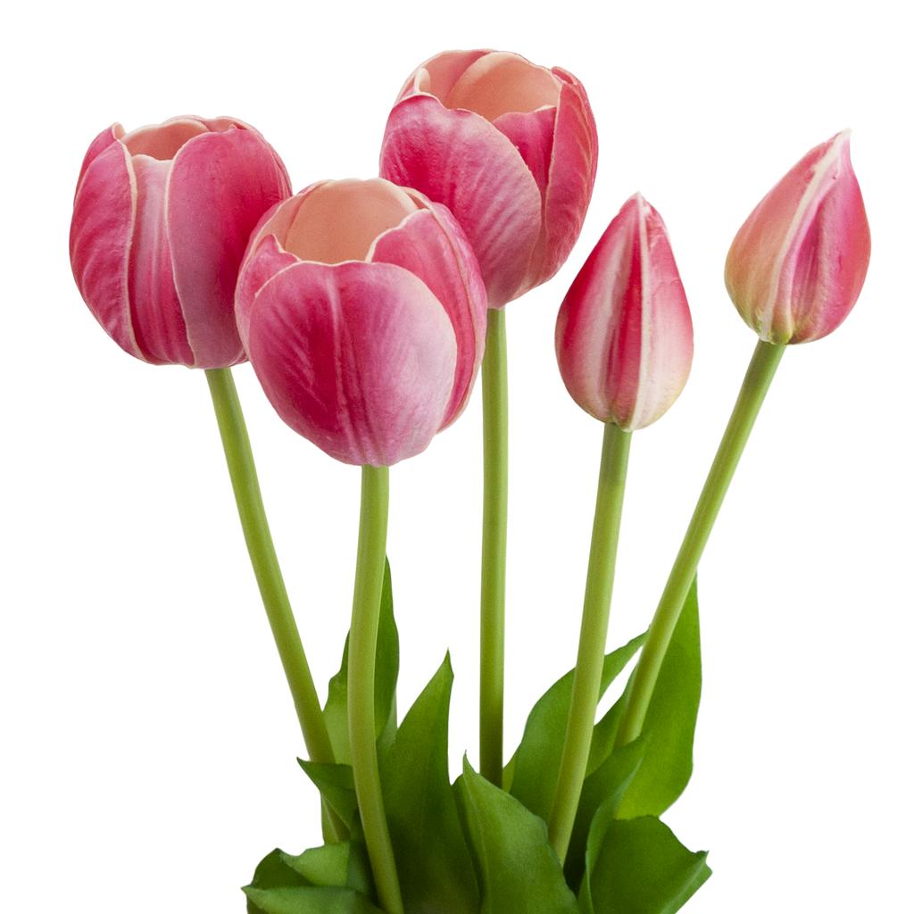 CV31218-4 BOUQUET OF TULIPS FOAM RUBBER X 5 Pcs YELLOW PERFORATED REALISTIC