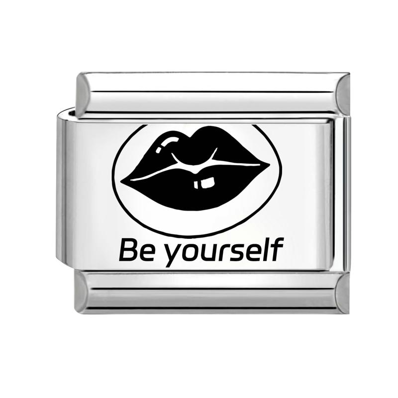 Lasergravur Klavier Herz Stern Flügel NO.7 Lippen Italienische Charm-Glieder Passen 9mm Armband Edelstahl Männer Frauen DIY Herstellung Geschenke