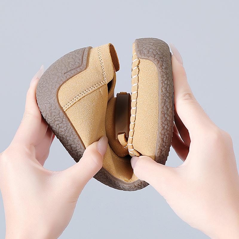 Fashion Women Suede Flats Slip on Soft Sole Walking Shoes Comfortable Low-cut Mother Loafers Casual Daily Shoes Size 35-43